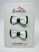 1.75 Inch Bow - White & Forest Green - 2 Pack