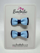 1.75 Inch Bow - Blue Topaz & Navy - 2 Pack