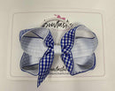 4 Inch Double Ribbon Bow Bobble Style 2 - Royal Blue & White Gingham
