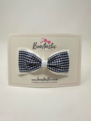 4 Inch Double Tuxedo Bow - Navy & White Gingham