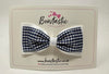 4 Inch Double Tuxedo Bow - Navy & White Gingham
