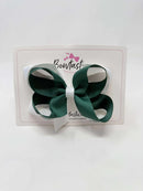 4 Inch 2 Layer Bow - Hunter Green & White
