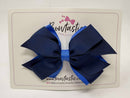 4 Inch Flat 3 Layer Bow - Navy & Royal Blue