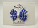 3 Inch Flat 2 Layer Bow - Royal Blue & White Gingham