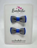 1.75 Inch Bow - Metal Grey & Royal Blue - 2 Pack