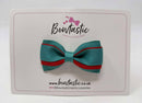 3 Inch 3 Layer Tuxedo Bow - Red & Jade Green
