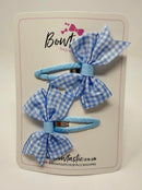 2.5 Inch Snap Clips - Light Blue Gingham - 2 Pack