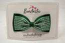 4 Inch Double Tuxedo Bow - Forest Green & Green Gingham