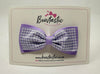 4 Inch Double Tuxedo Bow - Lilac & Lilac Gingham