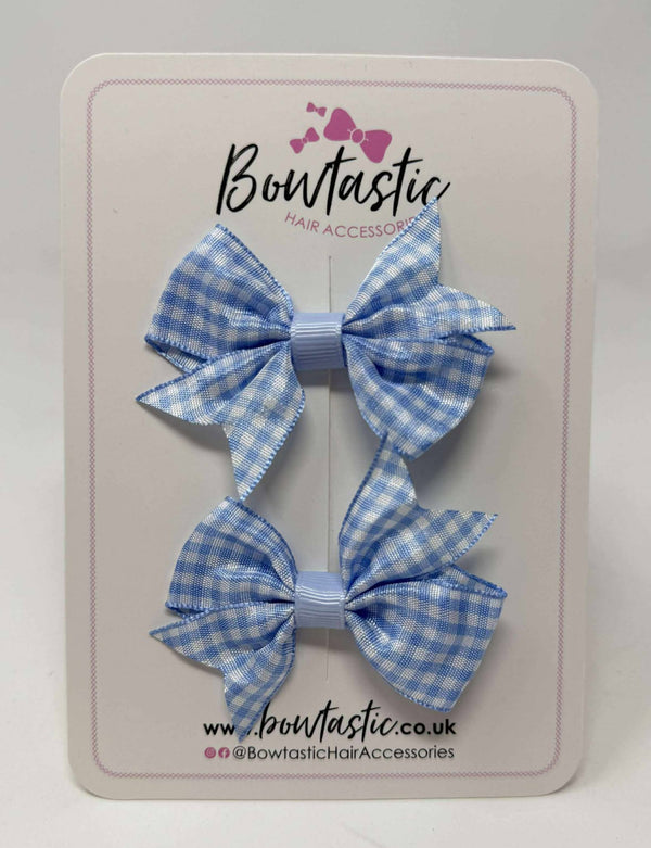 2 Inch Flat Bow - Bluebell & Light Blue Gingham - 2 Pack