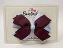 4 Inch Flat 3 Layer Bow - Burgundy & Bluebell