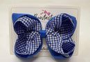 5 Inch 2 Layer Bow - Royal Blue & Royal Gingham