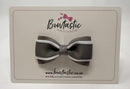 3 Inch 3 Layer Tuxedo Bow - Metal Grey & White