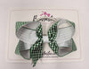 4 Inch Double Ribbon Bow Bobble Style 2 - Green & White Gingham