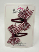 2.5 Inch Snap Clips - Burgundy Gingham - 2 Pack