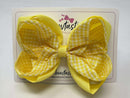 5 Inch 2 Layer Bow - Yellow & Yellow Gingham