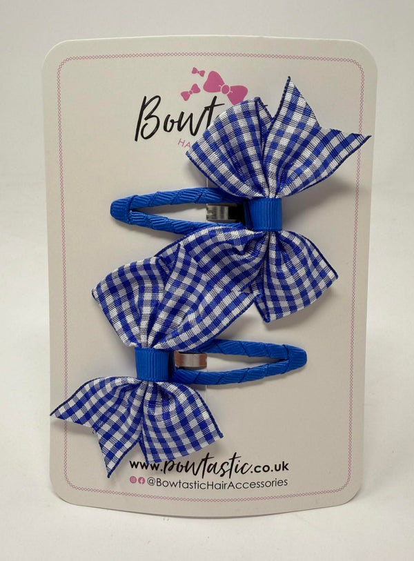 2.5 Inch Snap Clips - Royal Blue Gingham - 2 Pack