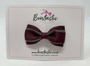 3 Inch 3 Layer Tuxedo Bow - Burgundy & Metal Grey