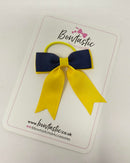 2.75 Inch Tail Bow Thin Elastic - Navy & Yellow Gold