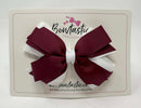 4 Inch Flat 3 Layer Bow - Wine & White