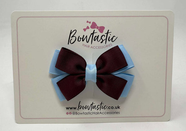 3 Inch Layer Butterfly Bow - Burgundy & Blue Topaz
