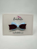 2.75 Inch 2 Layer Tuxedo Bow - Burgundy & Blue Topaz