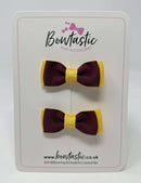 1.75 Inch Bow - Burgundy & Yellow Gold - 2 Pack
