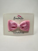 4 Inch Double Tuxedo Bow - Pink & Pink Gingham