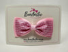 4 Inch Double Tuxedo Bow - Pink & Pink Gingham