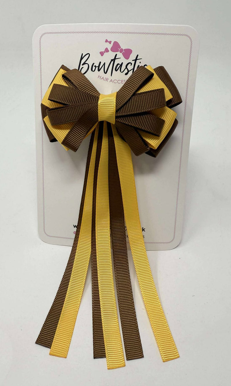 3.5 Inch Streamer Tail Bow - Turftan & Yellow Gold