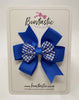 3 Inch 2 Layer Pinwheel Bow Thin Elastic - Royal & Royal Blue Gingham