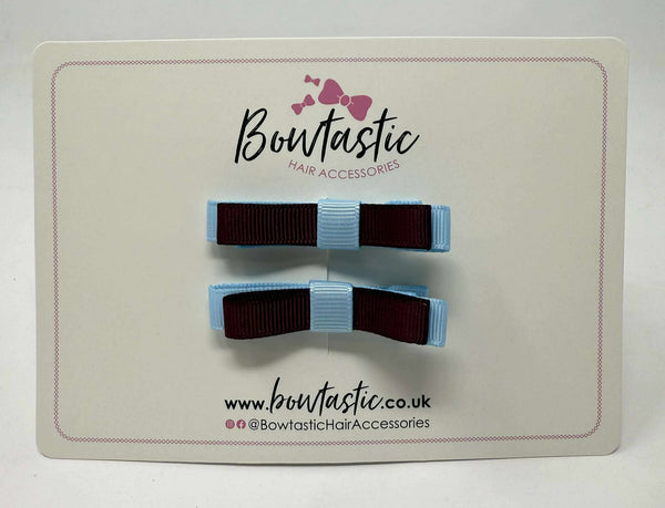 2 Inch Slide Bows - Burgundy & Blue Topaz - 2 Pack