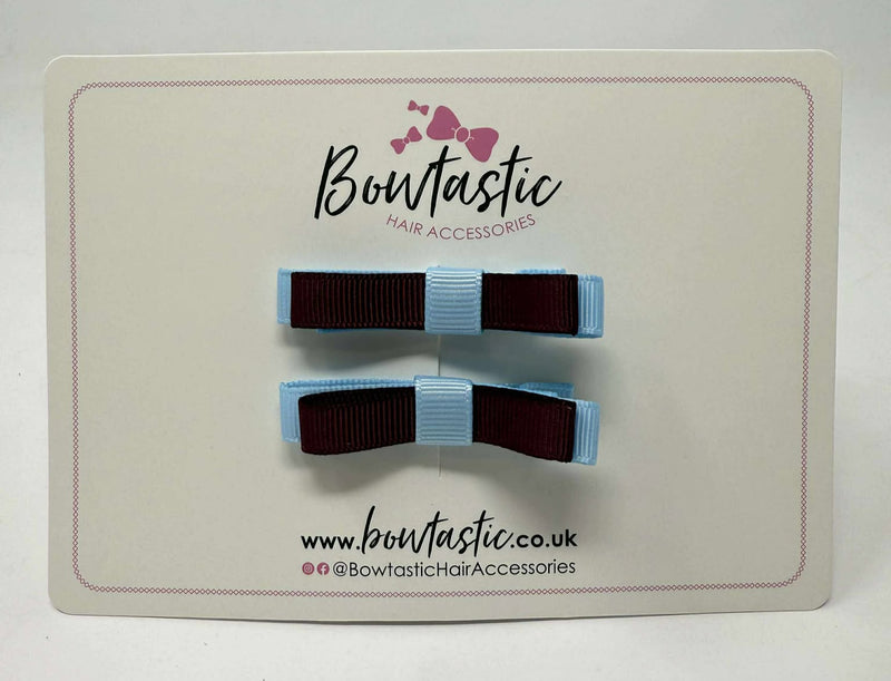 2 Inch Slide Bows - Burgundy & Blue Topaz - 2 Pack