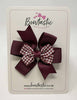 3 Inch 2 Layer Pinwheel Bow - Burgundy & Burgundy Gingham