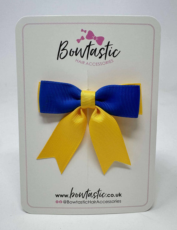 2.75 Inch Tail Bow - Royal Blue & Yellow Gold
