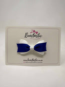 2.75 Inch 2 Layer Tuxedo Bow - Cobalt & White