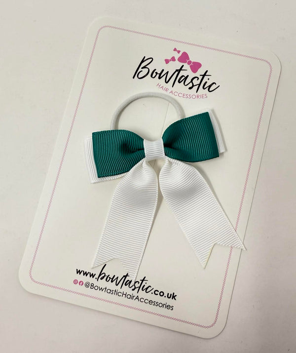 2.75 Inch Tail Bow Thin Elastic - Jade Green & White