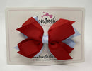 4 Inch Flat 3 Layer Bow - Red & Bluebell