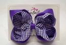 5 Inch 2 Layer Bow - Purple & Purple Gingham