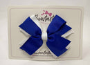 4 Inch Flat 3 Layer Bow - Cobalt & White