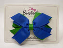 4 Inch Flat 3 Layer Bow - Royal Blue & Emerald Green