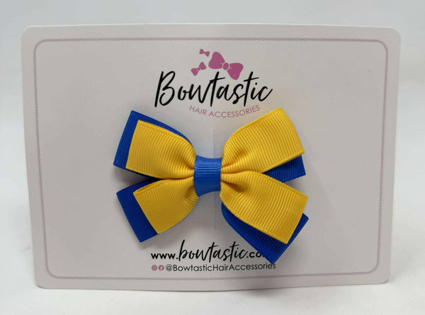 3 Inch Layer Butterfly Bow - Yellow Gold & Royal Blue