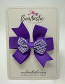 3 Inch 2 Layer Pinwheel Bow - Purple & Purple Gingham