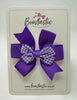 3 Inch 2 Layer Pinwheel Bow Thin Elastic - Purple & Purple Gingham