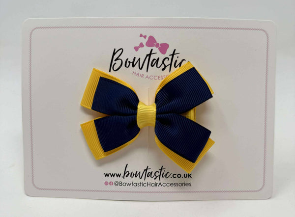 3 Inch Layer Butterfly Bow - Navy & Yellow Gold