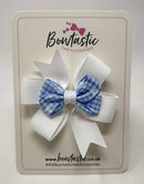 3 Inch 2 Layer Pinwheel Bow - Light Blue & White Gingham