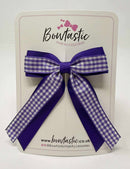 3 Inch Tail Bow - Regal Purple & Purple Gingham