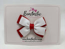3 Inch Layer Butterfly Bow - White & Red