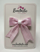 2.75 Inch Tail Bow - Pink & White Gingham