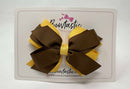 4 Inch Flat 3 Layer Bow - Turftan & Yellow Gold